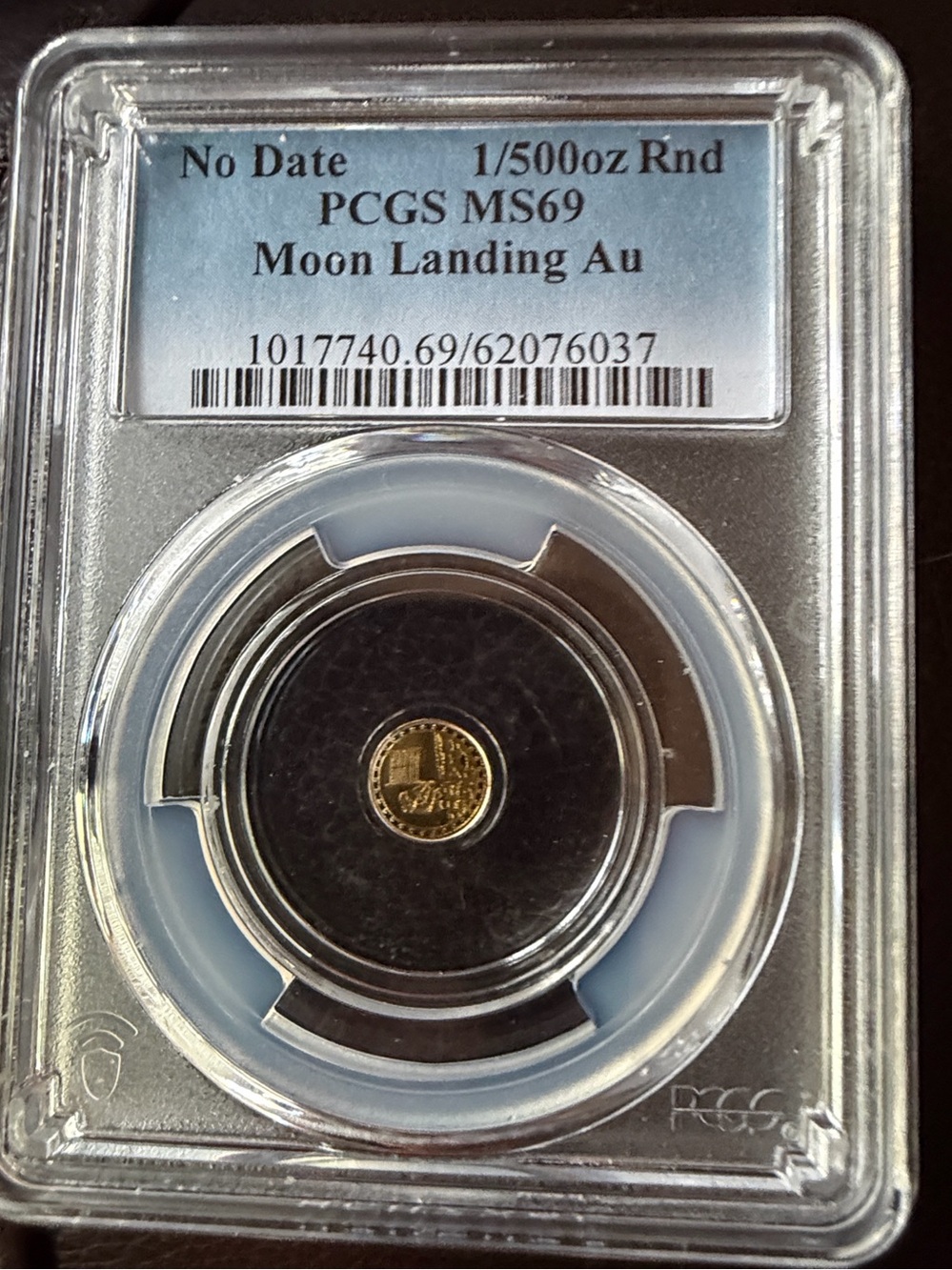 -PCGS MS 69 Certified Moon Landing 1/500 oz Gold Coin - Gold